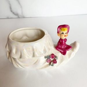 Norcrest Pixie Elf Sprite Ceramic Shoe Planter Figurine Japan Vintage ER2